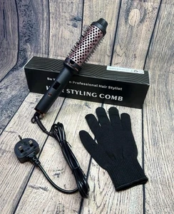 Natürliche Locken Haar Heiß Bürste Kamm 38mm 30S Schnell Erwärmen Glätten & Volumen - Bild 1 von 20