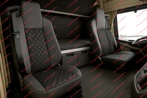 2 x Coprisedile Nero Camion 1+1 Ecopelle Imbottita Lusso per MAN TGX EURO 6 2021 - Imagen 1 de 6