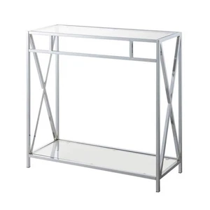 Convenience Concepts Oxford 31.5 in. Chrome Rectangle Glass Top Console Table - Picture 1 of 4