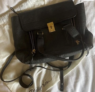 3.1 Phillip Lim Textured Calfskin Handbag Pashli Satchel Leather Medium Black - Image 1 of 4