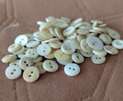 91 Small Antique Shell Buttons - Image 1 of 4