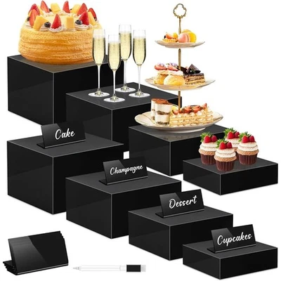 Juego de elevadores de buffet de acrílico apilable soporte de exhibición joyería de alimentos artesanías 8 piezas nuevo Foto 1 de 4