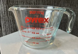 Taza Medidora de Vidrio Pyrex 8oz 250ml Métrica Imperial Rojo Texto Excelente Forma - Imagen 1 de 5