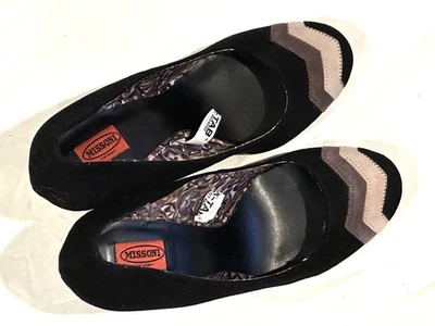 Nuevo Missoni para Target Negro Chevron Gamuza Zapatos de Tacón Talla 7 Foto 1 de 4
