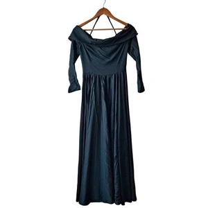 Hutch Blythe Dress Off The Shoulder Lightly Pleated Maxi Forest Green Women S 12 - Picture 1 of 11