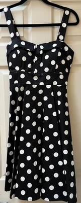 Eva Rose Dress M Retro Black White Polkadot Pockets New W/ Tags - Image 1 of 2