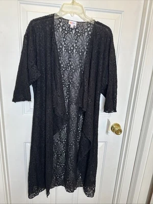 LULAROE Shirley Open Front Lace Cardigan Duster Size Small Waterfall Black NEW - Image 1 of 4