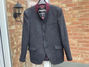 Superdry Timothy Everest Town Jacket Black/Grey Men's Size 5 Tailored Slim - Picture 1 of 6
