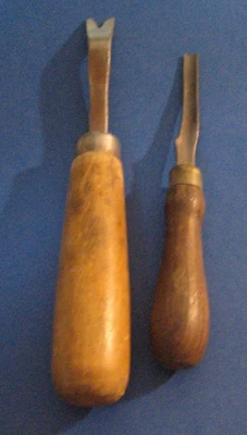 2 ANTIQUE WOODEN HANDLED WOODWORKING TOOLS NEW ENGLAND BARN ESTATE FRESH - Image 1 of 4