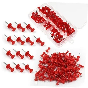 200Pcs Plastic Push Pins, Colored Map Thumb Tacks Decorative Craft Pushpins Red - Picture 1 of 8