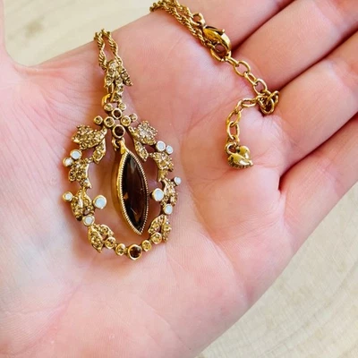 Collar Carolee Floral Real Cristal Estrás Tono Dorado Joyas Años 90 Y2k 18" Foto 1 de 4