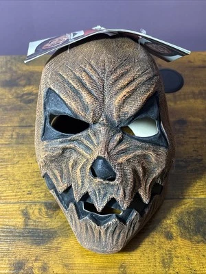 Pumpkin Head Mask Evil Scary Fancy Dress Up Halloween Adult Costume Accessory - Image 1 of 4