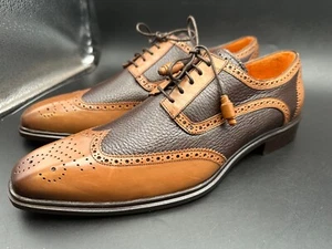 Mezlan Size 9 M Deerskin Leather Lace Up Two tone Spain Dress Shoes MEN'S - Picture 1 of 8