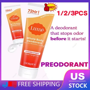 Lume Whole Body Deodorant Cream Clean Tangerine Skin Safe 72Hr Odor Control 3oz