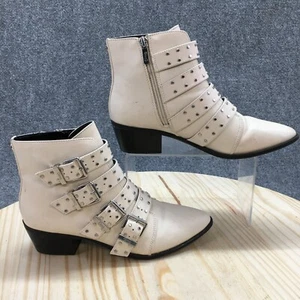 Circus Sam Edelman Boots Womens 9 Hutton Ankle Booties Cream Studded Buckle Zip - Picture 1 of 23