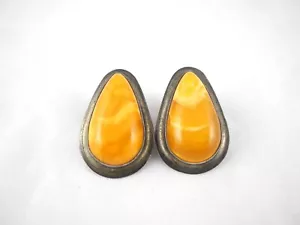 Pendientes artesanales ámbar caramelo poste de plata de ley 925 - Imagen 1 de 10