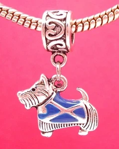 Scottie Dog with Scottish Flag on Heart Print Slider Bead 3 D - Picture 1 of 1