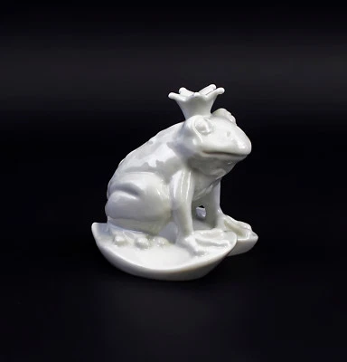 9942639 Wagner&Apel Porzellan Figur Frosch Froschkönig weiß 9x9cm - Bild 1 von 4