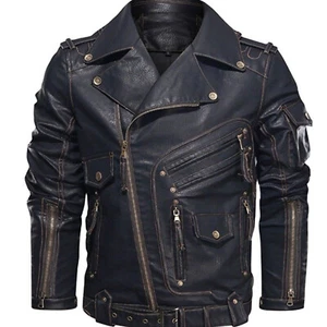 Marlon Brando Style Classic Cafe Racer Motorcycle Biker Genuine Leather Jacket - Picture 1 of 6