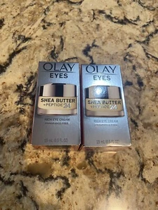 2X Lot- Olay Shea Butter + Peptide 24 Rich Eye Cream .5 Oz Each - Picture 1 of 5