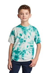 Port & Company Youth Short Sleeve Crystal Tie Dye Crew Neck T-Shirt PC145Y - Picture 1 of 7