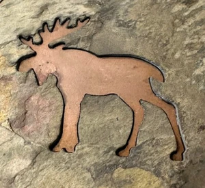 Slate Trivet Tile With Copper Inlaid Moose 6” X 6” - Picture 1 of 5