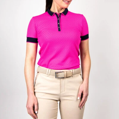 KJUS Damen Ella Structure Poloshirt, Farbe: Magenta/ Atlanta Blue