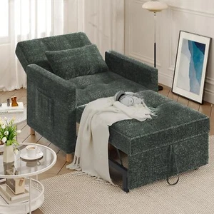 Convertible Sleeper Sofa Chair 3 in 1 Pull Out Chair Bed for Adult Reading Chair - Picture 1 of 74