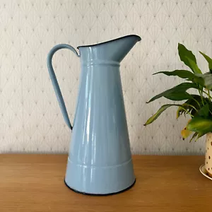 Vintage French Enamel pitcher jug water enameled grey blue NEW CONDITION 1506249 - Picture 1 of 4