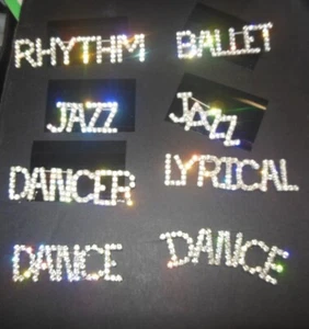 Rhinestone Dance Pin Crystal Bling 1 inch high letters 8 styles great gift! - Picture 1 of 18