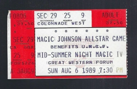 MICHAEL JORDAN 1989 NBA MID SUMMER NIGHT MAGIC TICKET STUB -SUMMER ALL STAR GAME Cover