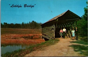 Postcard Blount Co. Cullman Alabama Liddy's Covered Bridge Liddy Lake Vintage - Bild 1 von 2