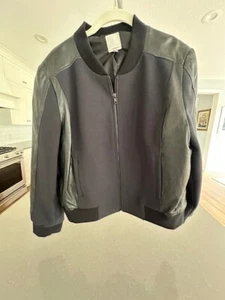 Women's Halogen (Nordstrom) Leather/Fabric Black Lightweight Jacket -Barely worn - Picture 1 of 11