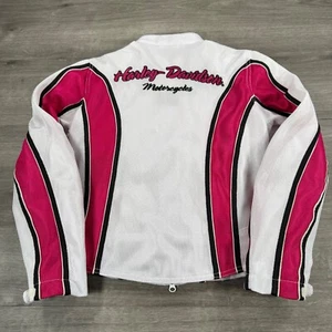 Damen Harley Davidson Jacke Small Weiß Pink Full Zip Mesh Riding Gear - Bild 1 von 8