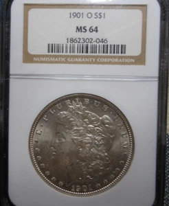 NGC MS64 1901-O MORGAN 90% SILVER DOLLAR - BU - Picture 1 of 8
