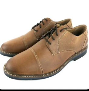 Nunn Bush Pasadena Mens 10.5 Cognac Brown Genuine Leather Cap Toe Oxford Shoes - Picture 1 of 10