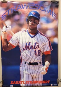 DARRYL STRAWBERRY STRAWESOME NEW YORK METS 1990 VINTAGE COSTACOS BROS POSTER - Picture 1 of 2