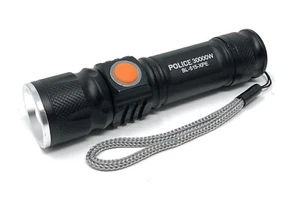 LED Taschenlampe Lampe Polizei Swat Wiederaufladbare Cree 1200 Lumen USB Akku - Bild 1 von 9
