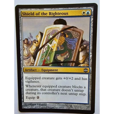 MTG Magic The Gathering Shield Of The Righteous Artifact Equipment Card White Bl - Image 1 of 2