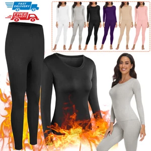 WOMEN'S Thermal TOP & BOTTOM SET Long Johns Winter Warm Underwear PJ'S 2 pcs US - Picture 1 of 25