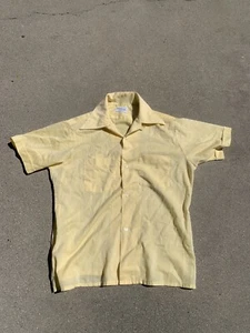 Vtg 1970s Disco Shirt Yellow Surf Skate Hippie Summer - Picture 1 of 2