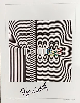 Póster 12x16 de los Juegos Olímpicos de México 1968 firmado por Bill Toomey ganado oro para Decathlon Foto 1 de 4