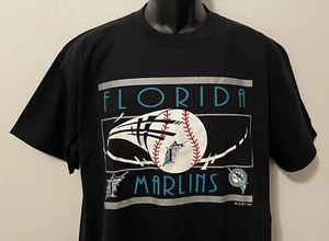 Vintage 1992 MLB Florida MARLINS RUSSELL Black T-Shirt NWT NEW Old Stock LARGE - Picture 1 of 6