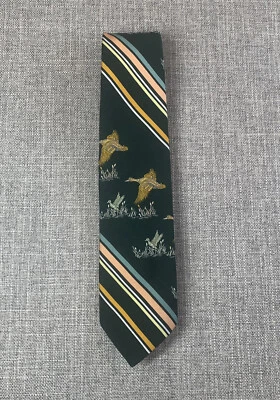 Gravata masculina Chadwick Wembley faisões vintage anos 70 listras verdes e douradas 54 X 4 - Imagem 1 de 4