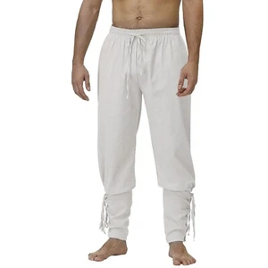 Hot Mens Ankle Banded Pants Medieval Viking Navigator Trousers Renaissance Pants - Picture 1 of 22