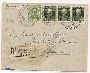 07.03.1929 Raccomandata da Trieste per Roma - Foto 1 di 1