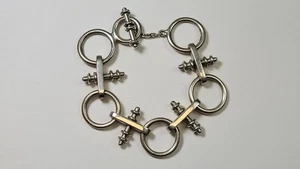 Vintage Modernist .925 Sterling Silver Rings & Bars Bracelet 7" - Picture 1 of 5