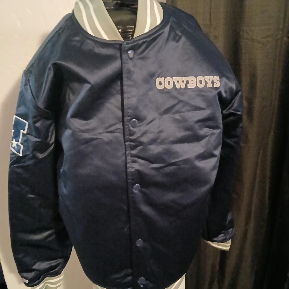 Chaqueta Bomber Mitchell & Ness Throwbacks Dallas Cowboys Botón Satinado XL NUEVA CON ETIQUETAS Foto 1 de 3