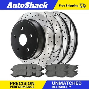 Front Rear Drilled Slotted Brake Rotors Ceramic Pads for Ram 1500 5.7L V8 - Picture 1 of 7