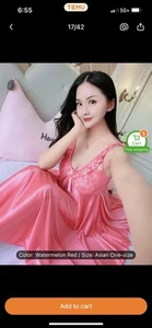 NEU SOMMER DÜNNES SEXY NACHTHEMD - WASSERMELENFARBEN - Bild 1 von 1